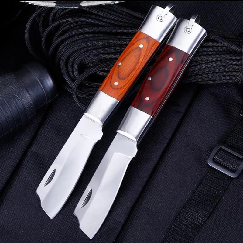 

High Quality 7Cr15MoV Blade Folding Knife + Wooden Handle Tactical Hunting Camping Knife Hunting Outdoor Knife Survival Knives