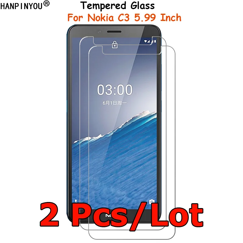 2 шт./лот для Nokia C3 5 99 &quotпрозрачная защитная пленка экрана из закаленного стекла