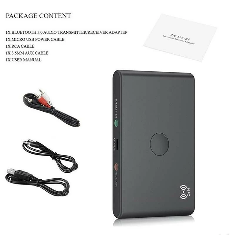 

TX6 Bluetooth BT 5.0 Audio 3.5mm Transmitter Receiver Adapter 2 in 1 Support NFC Handsfree Headphone Reciever