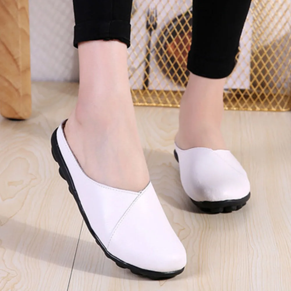 

Genuine Leather Slippers Women Fashion Flat Shoes Casual Breathable Loafers Summer Sandals Women