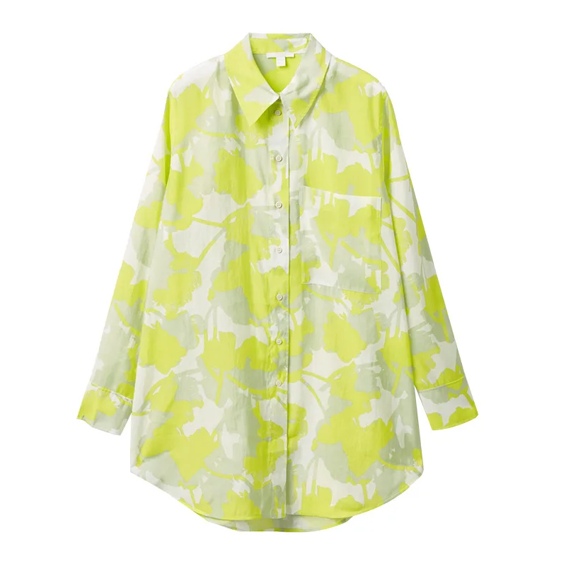 

Women Shirt Women Shirt 2021 Spring and Summer New Style Ladies Splicing Single-breasted Casual Thin Shirt