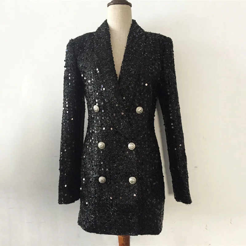 

2022 Suit Jacket Spring Autumn Blazers Women's Clothing Double-row lion buckle bright shiny Blazers Suits Ladies Tops m507