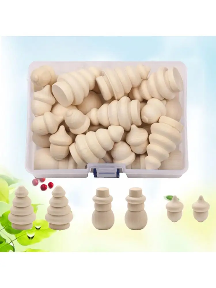 

26 шт./кор. Schima Суперба деревянный снеговика Рождественская елка желудь типа «сделай сам» резная игрушка Q6PD