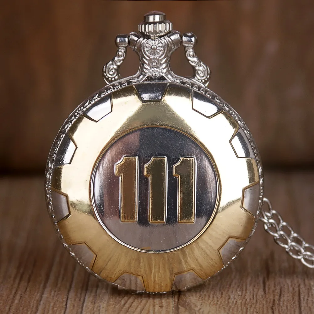 Бронзовая медная игра Fallout 111 кварцевые карманные часы аналоговый кулон ожерелье часы для мужчин и женщин мальчик подарок Whosesale