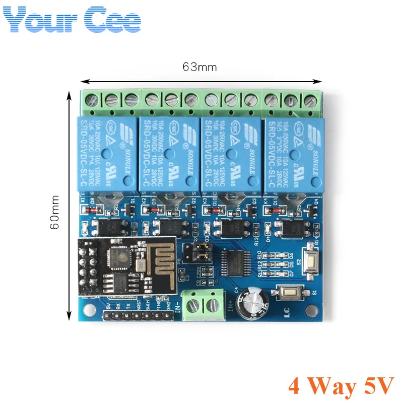 Релейный модуль для умного дома ESP8266 ESP 01 5 В/12 В 1/2/4 канала Wi Fi|Интегральные схемы| |