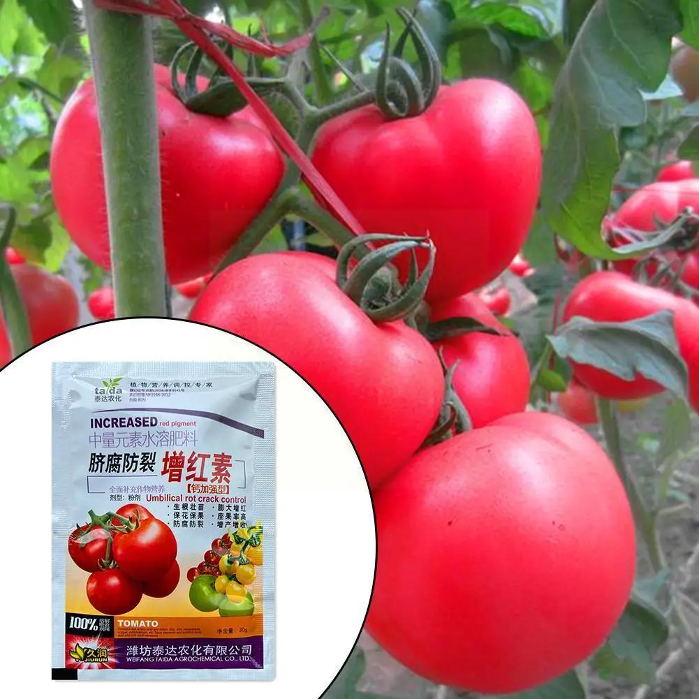 

Tomato Navel Rot Anti-cracking Reddening Tomato Foliar Swelling Spirit Fertilizer Water-soluble Supplement Nutrition 30g Orchard