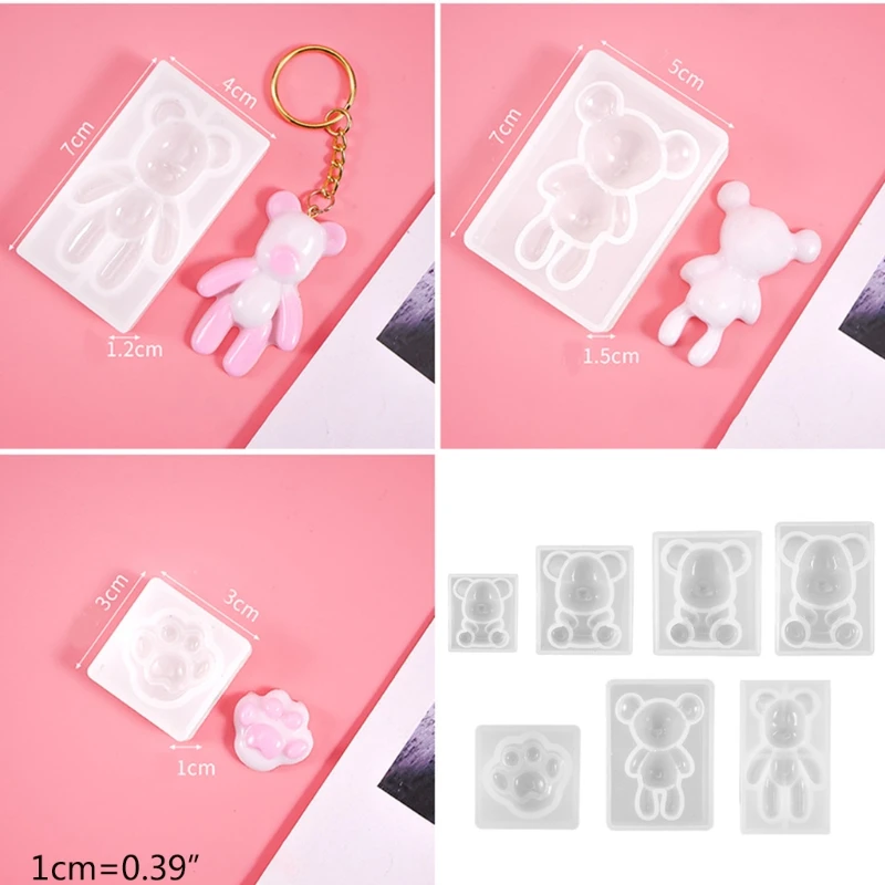 

7 Pcs/Set Keychain Crystal Epoxy Resin Mold Pendant Silicone Mould