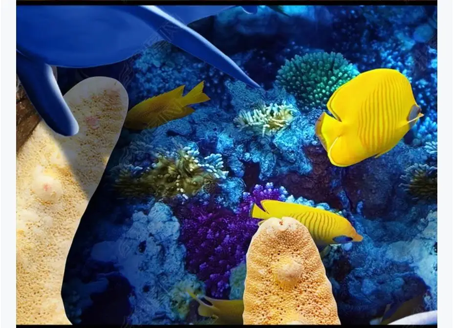 

Custom 3D Photo Wallpaper Ocean World Dolphin Turtle 3D Stereo Painting Floor Bathroom Waterproof Self-adhesive PVC Floor Mural