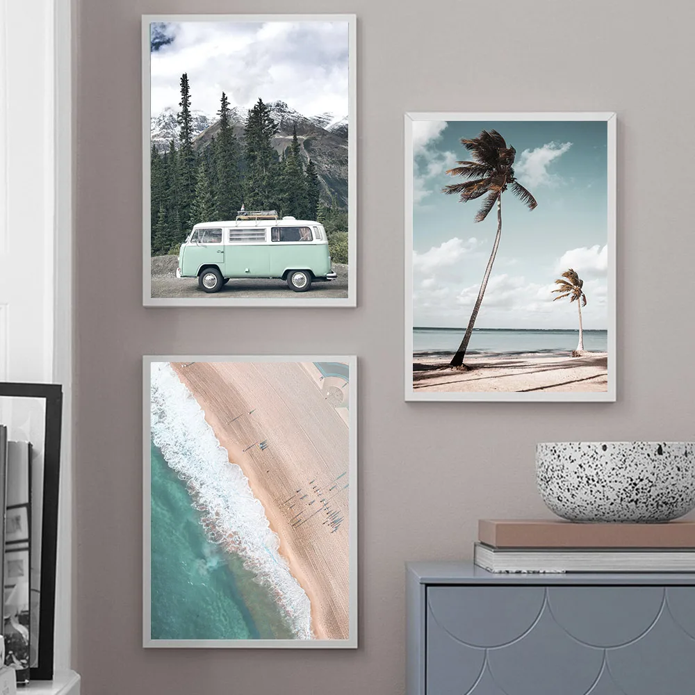 Вдохновляющие цитаты холст живопись океан дерево плакат Пляж пейзаж стены