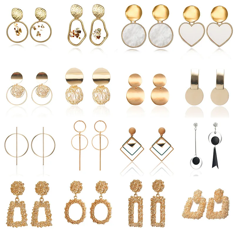 Модные серьги-капли для женщин 2020 эффектные геометрические металлические