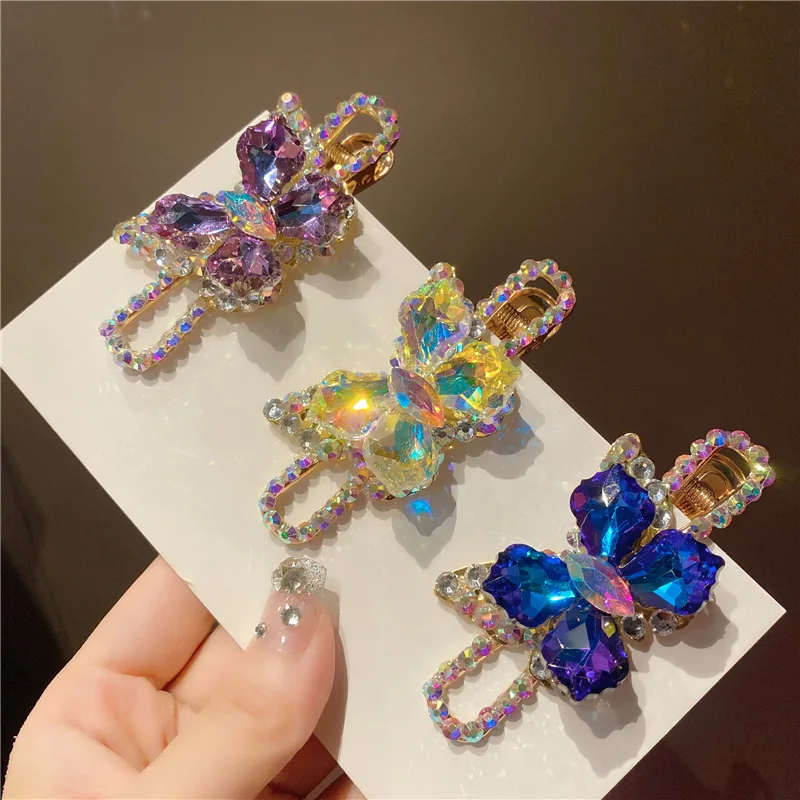 

Butterfly Hair Barrettes Women's Fashion Full Diamond Crystal Hairpin Hair Clips Female Alloy Hairpins Headdress Duckbill Clip