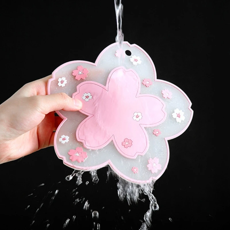 

Kitchen tool Sakura PVC coffee cup coaster mat non-slip bowl mat heat-resistant hot pot holder suitable for countertop kitchen