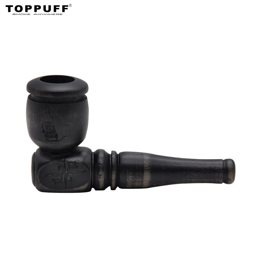 

TOPPUFF Natural Classic Handmade Black Wood Smoking Pipe 101 MM Wood Smoking Bowl Wood Cigarette Tobacco Pipe Pocket Size