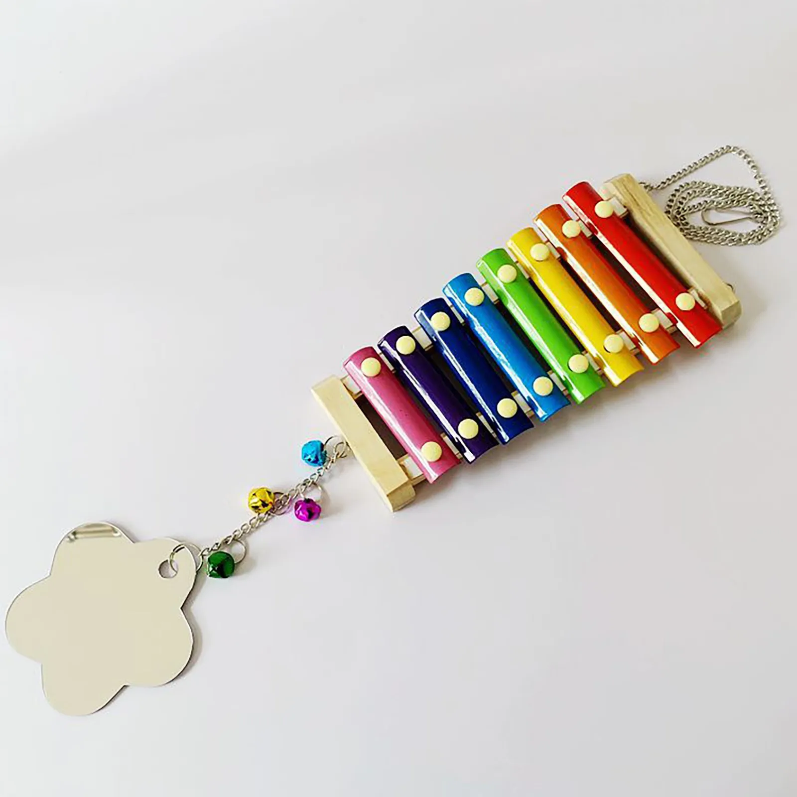 

Xylophone Toy For Hens Suspensible Chicken Toys With 8 Metal Decorative Pendant Wood Chicken Toys With 8 Metal Decorative Pendan