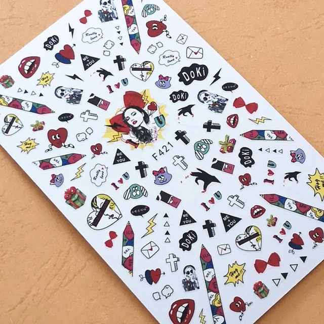 

Newest F 421 sexy design 3d nail sticker decal export Japan rhinestiones DIY decorations for nail art