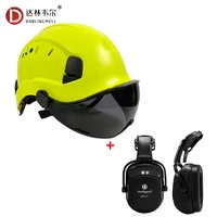 safety helmet with dark visor and earmuff kit hard hat for outdoor rock climbing industrial protection rescue cave exploration