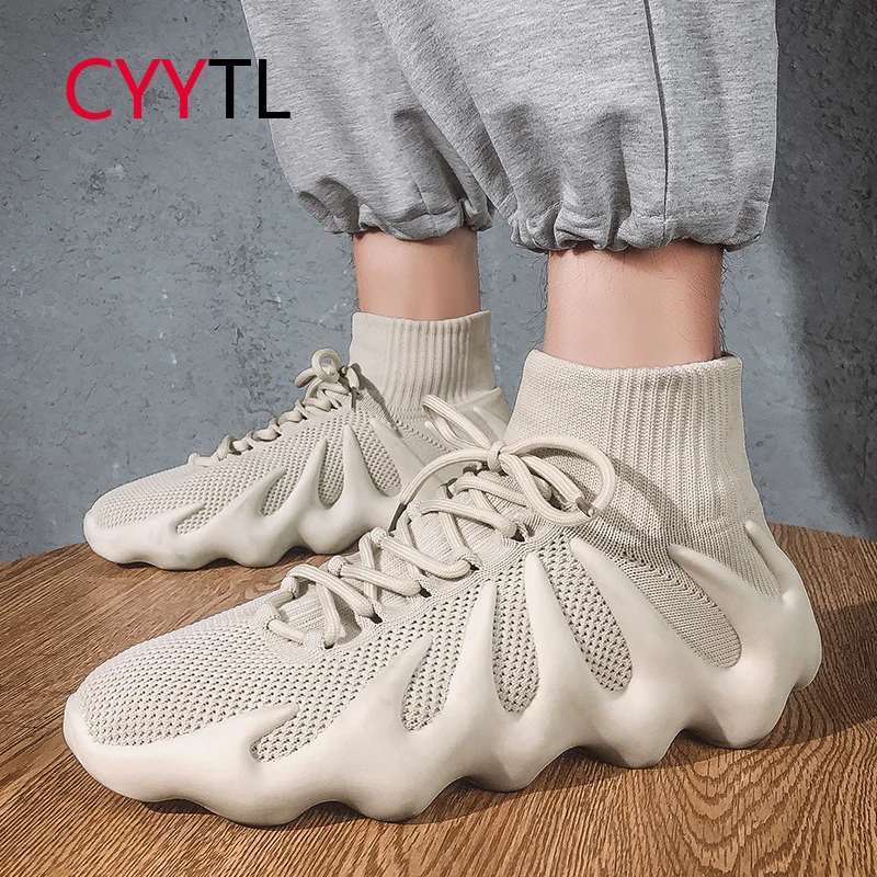 

CYYTL Men High Top Ankle Sneakers Fashion Casual Sports Walking Running Shoes Breathable Training Lace Up Youth Boys Flame Tenis