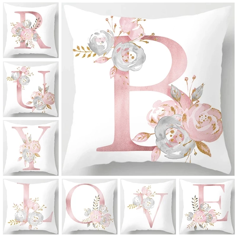 

New Pink Letter Decorative Pillow Cushion Covers Pillowcase Cushions for Sofa Polyester Pillowcover Home Decoration Decor