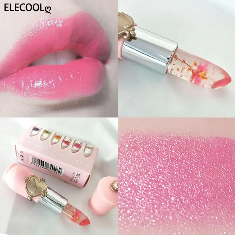

ELECOOL NEW Lip Balm Color Changing Moisturizing Jelly Transparent Flower Natural Long Lasting Lip Stick Makeup Lip Care