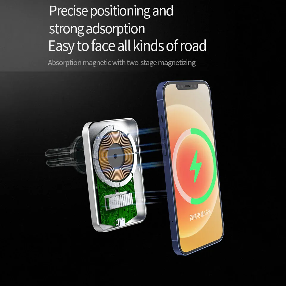 15w wireless magnetic car charger airvent mount magnet phone car holder for iphone 13 12 pro max 12 mini free global shipping