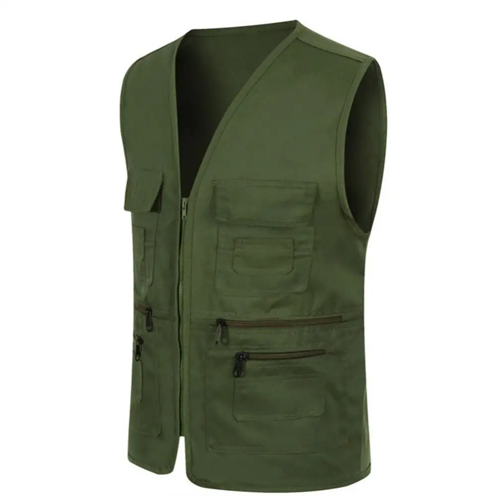 

Unisex Multi-Pocket Solid Color Waistcoat Work Fishing Photography Vest Jacket