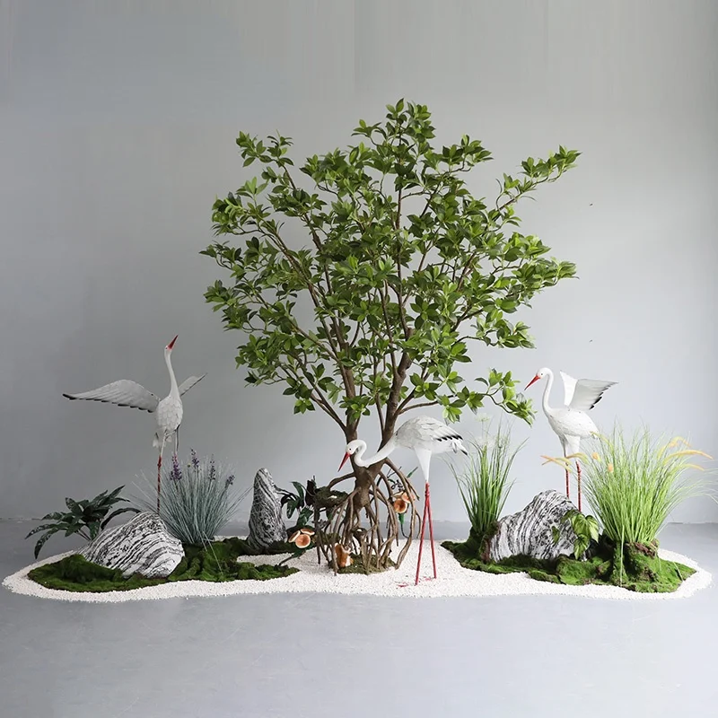 

zq Imitative Tree Large Banyan Fake Trees Indoor and Outdoor Showcase Sample Room Decoration Green Plant Landscape