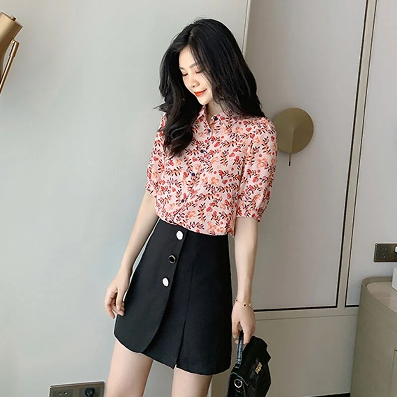 Летние женские рубашки Повседневная рубашка 2020 блузки модные цветочные
