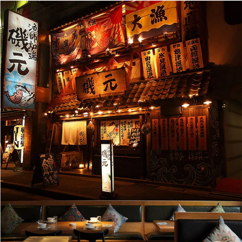 Japanese Ukiyo-e Big Waves HD Photo Wallpapers and Wind Background Wall Paper 3D for Japanese Cuisine Sushi Restaurant Decor