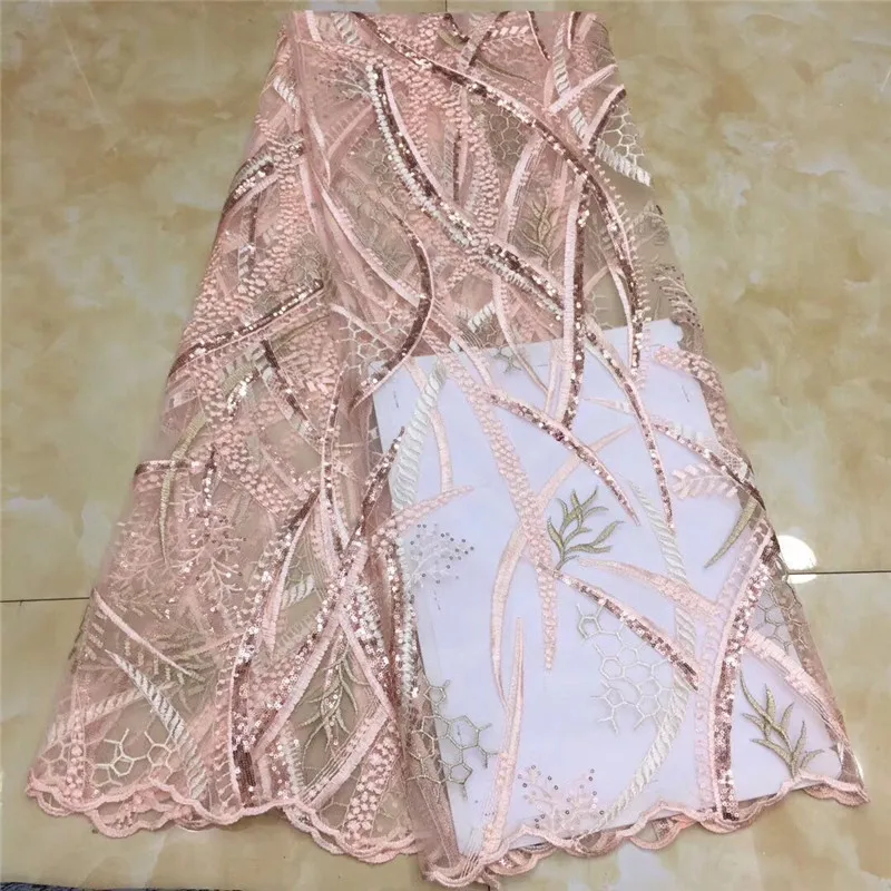 2020 африканская сетчатая кружевная ткань высокое качество элегантные розовые