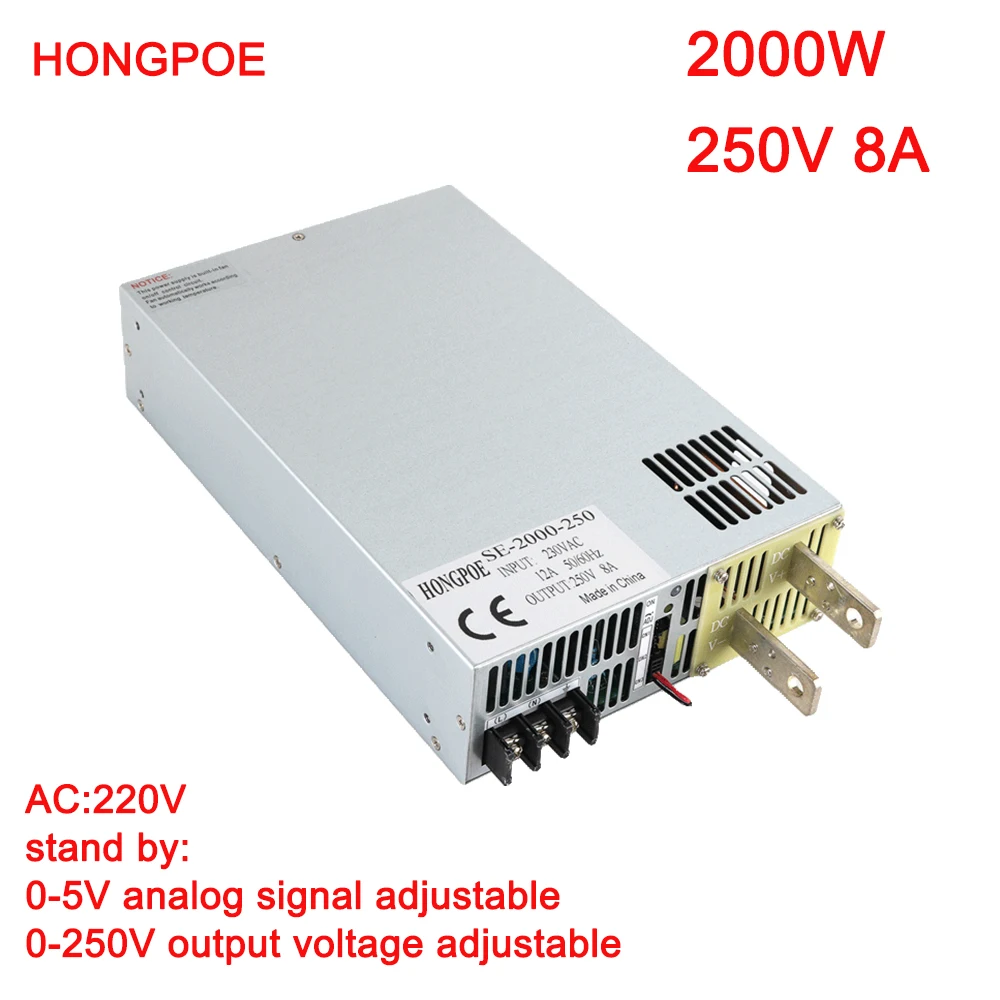 

2000W 8A 250V Power Supply 250V Transformer 0-5V Analog Signal Control 0-250V Adjustable Power Supply 250V SE-2000-250