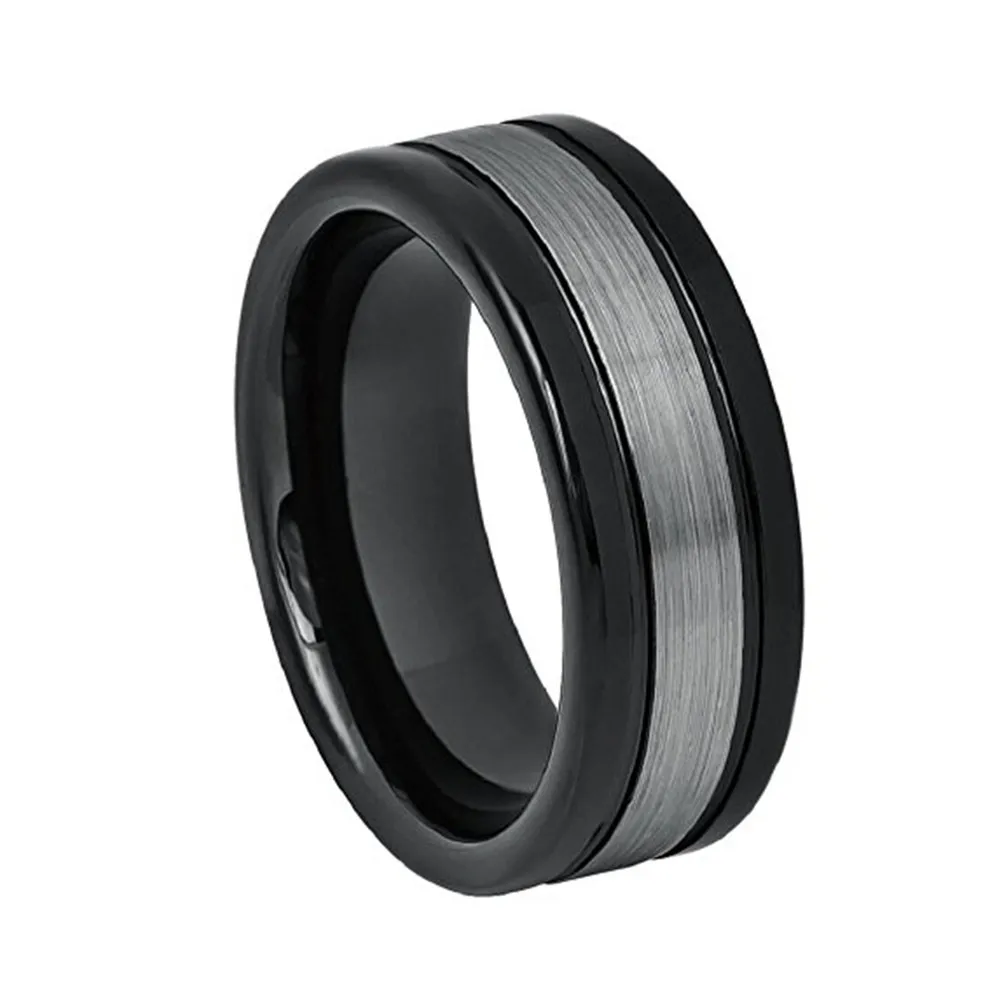

Mens Tungsten Wedding Ring Brushed and Polished Finish Ring for Wedding Gift