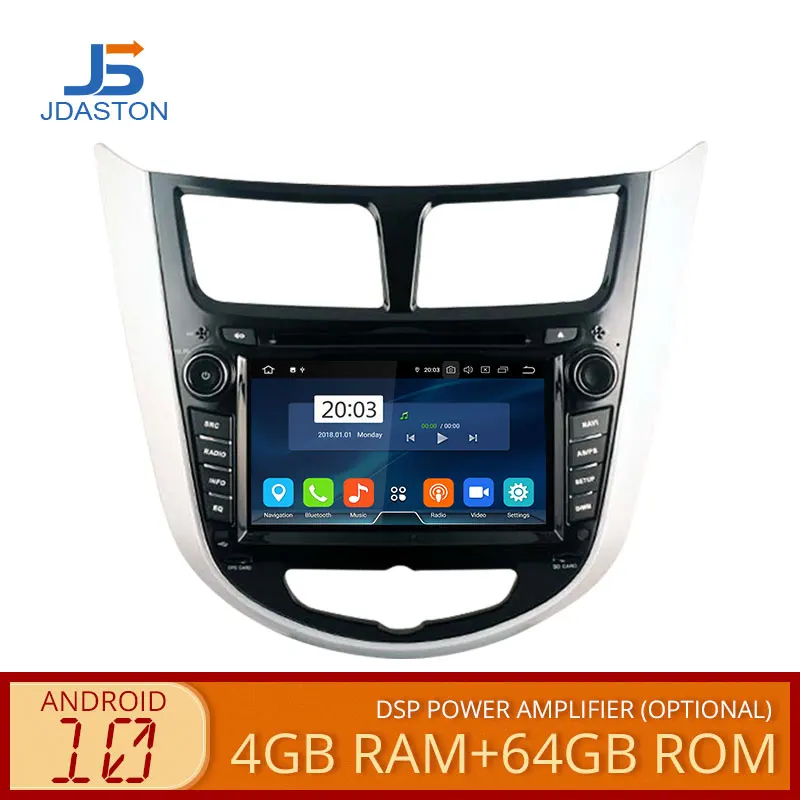Автомобильный DVD плеер JDASTON Android 10 0 для Hyundai Solaris accent Verna i25 Wi Fi мультимедиа GPS стерео
