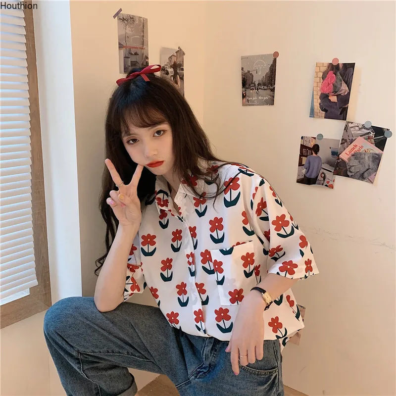 

Женская шифоновая блузка с коротким рукавом, на пуговицах