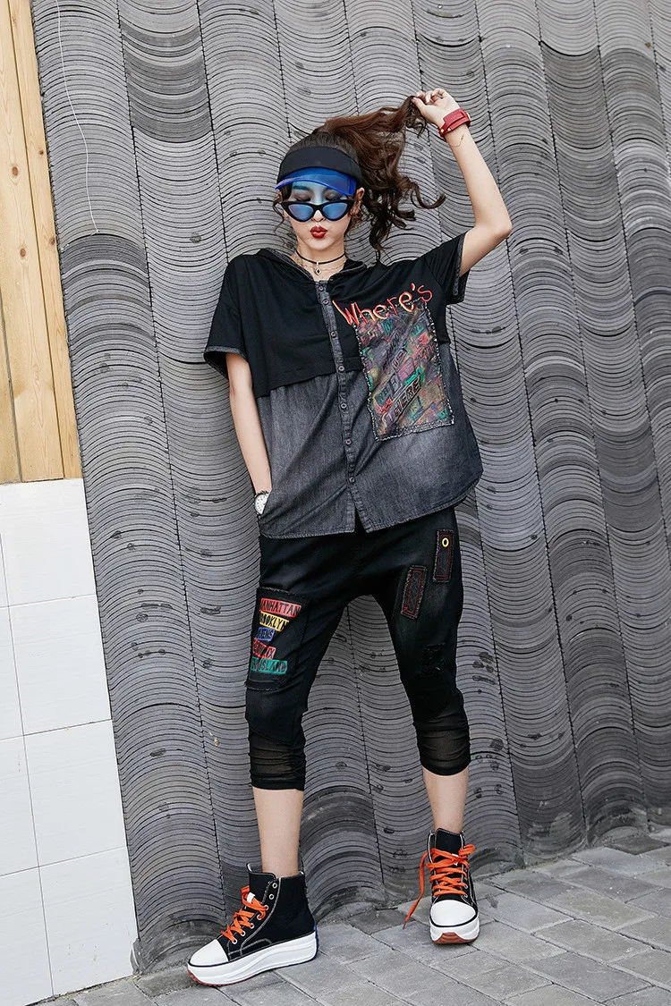 Max LuLu модные роскошные корейские стильные женские повседневные уличные джинсовые топы с капюшоном и блузки винтажные Лоскутные рубашки