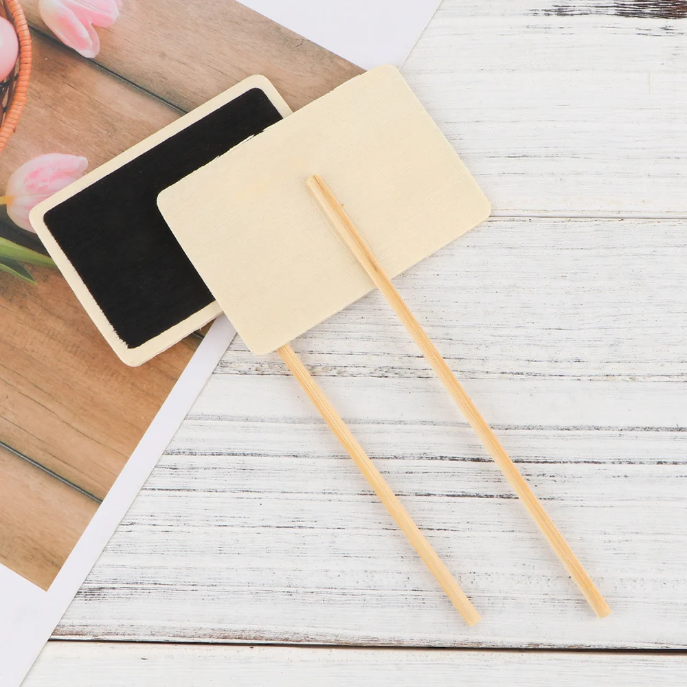 

20pcs Blackboard Toppers Wooden Message Board Chalkboard Signs Garden Plants Tags Garden Markers Label (Black)