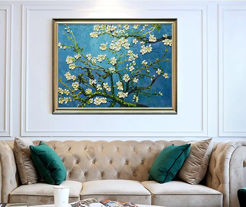 

Hand Painted Almond Blossom by Vincent Van Gogh Oil Painting Reproduction Wall Hang Art Living Dining Room Home Decor No Framed