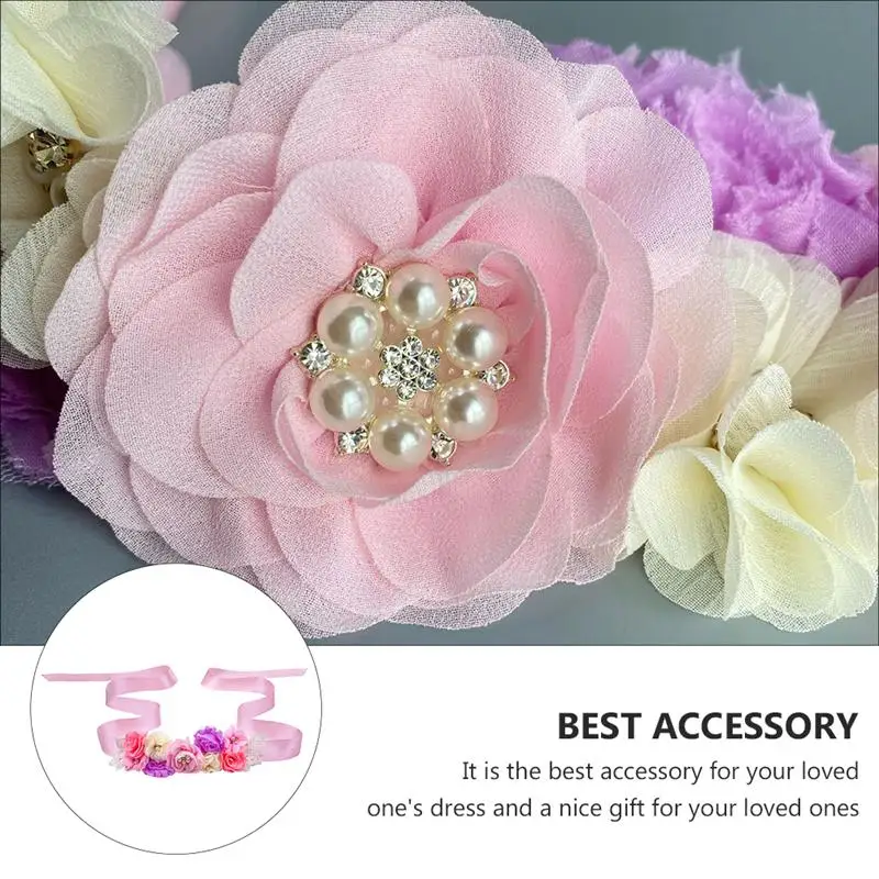 

Flower Pearl Waistband Floral Bride Waist Belt Wedding Dress Decor Accessory