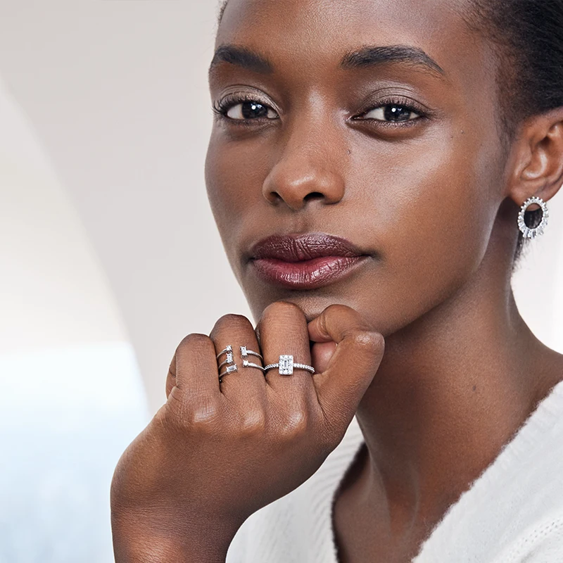 

100% 925 Pure Silver Original Copy 1:1 Crystal Icicle Ring Manufacturers Direct Batch Free Postage