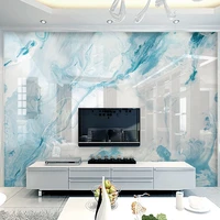 custom self adhesive wallpaper 3d light blue ink foggy landscape marble mural living room background wall home decor 3d stickers