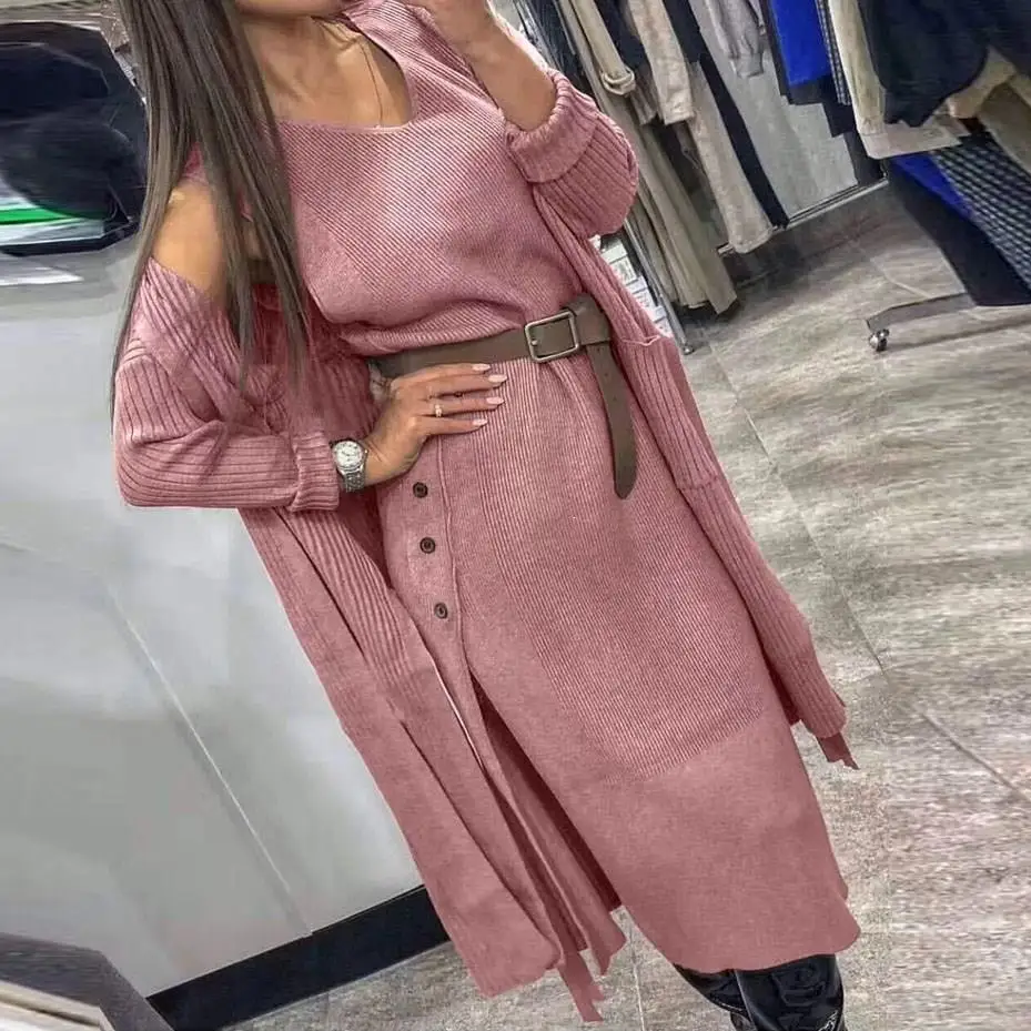 Женский спортивный костюм 2 из двух частей женский s набор Твердые вязанные