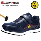 Мужские рабочие ботинки LARNMERN, защитная обувь со стальным носком, противоскользящая, светоотражающая Строительная защитная обувь