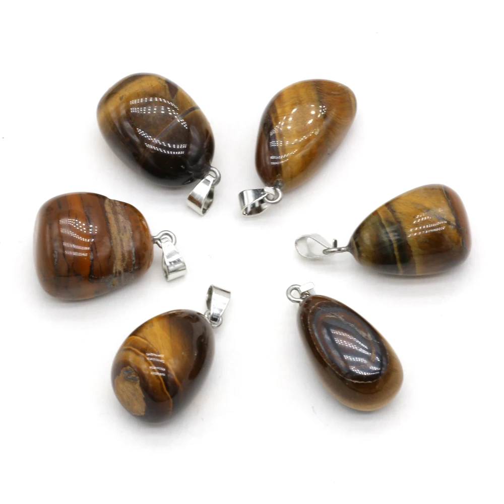 Natural Gem Tiger Eye Stone Irregular Shape Pendant Handmade Crafts DIY Charm Necklace Jewelry Accessories Exquisite Gift Making images - 6