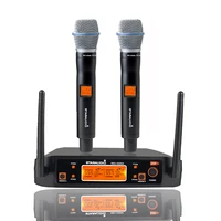 2 channel wireless uhf handheld microphone system cordless mic set 2ch digital led number showing rf level af level smu 0220a