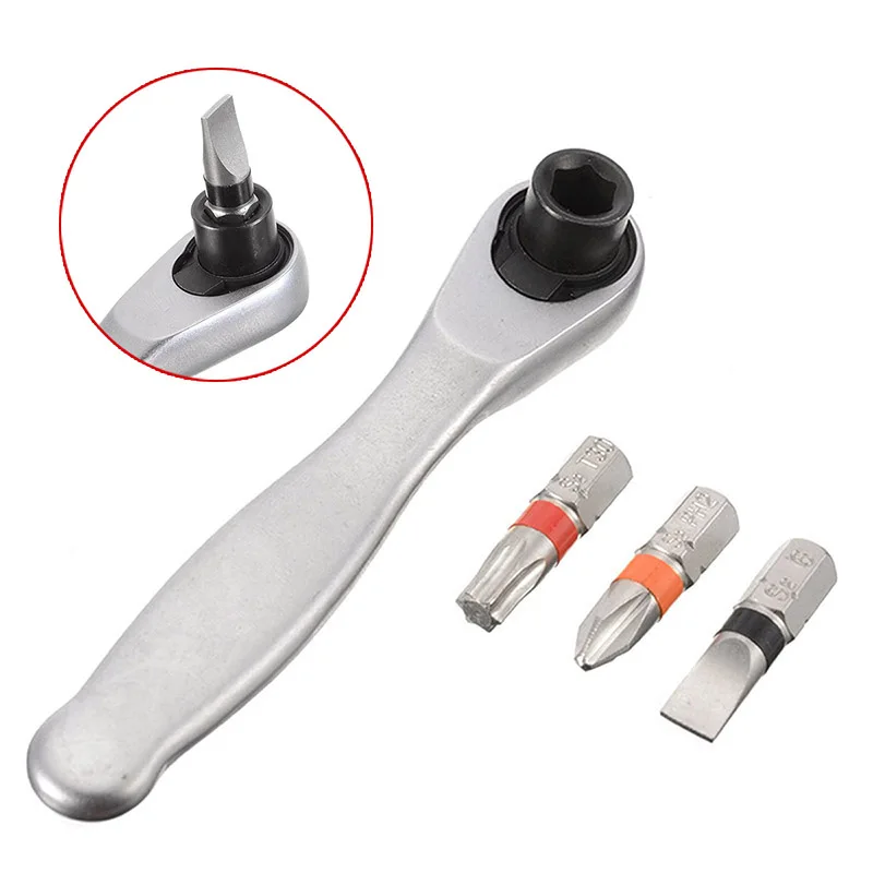 

72 Teeth Mini 1/4 Inch Spanner Quick Single Ended Wrench Alloy Torque Rachet Universal Ratchet Wrench Bits Set For Repair Tools