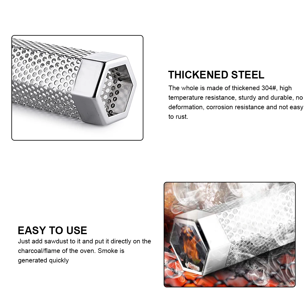 

12 Inch BBQ Smoke Generators Portable barbecue smoke generator Hexagon BBQ Wood Pellet Tube Smoker Outdoor Cooking BBQ Tools