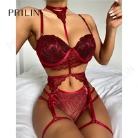 women sexy sensual lingerie sets with garter belt embroidery push up bras g string panties temptation erotic costumes underwear