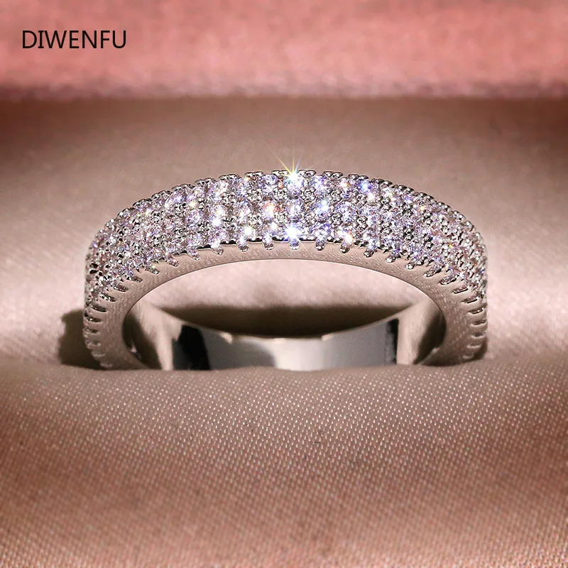 Diamond Wedding S925 Silver Office Rings Woman Love Couple Wedding Bands Rings Luxury Silver Diamond Fine Jewelry for Women