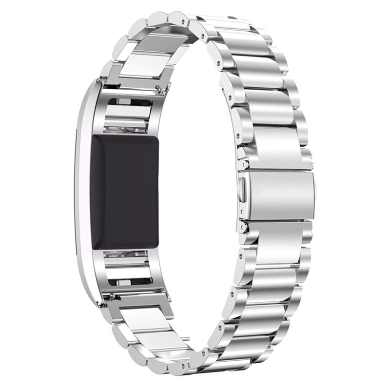 Роскошный сменный ремешок для часов из нержавеющей стали Fitbit Charge 2 серебристый |