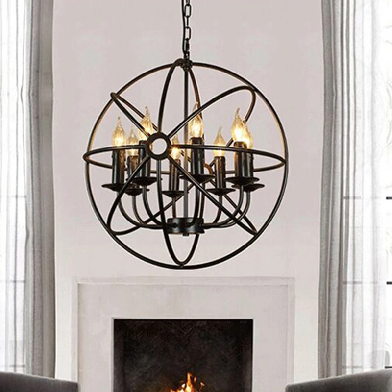 Винтажная Подвесная лампа в американском стиле лофт железный потолочный