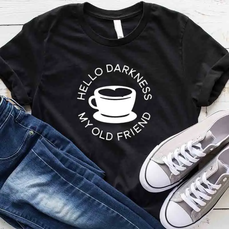 Hello Darkmess My Old Friend футболка с буквенным принтом графические футболки Harajuku женские